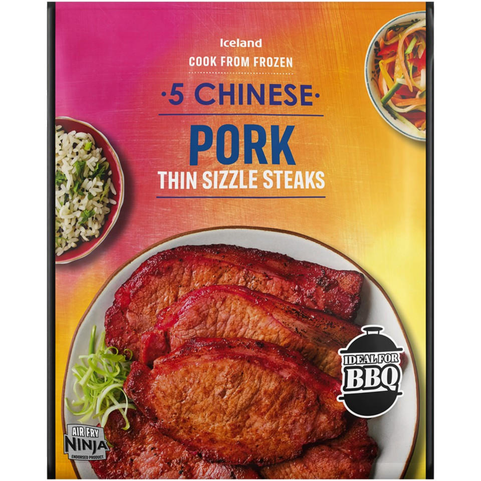 Iceland 5 (Approx.) Chinese Pork Thin Sizzle Steaks 450g