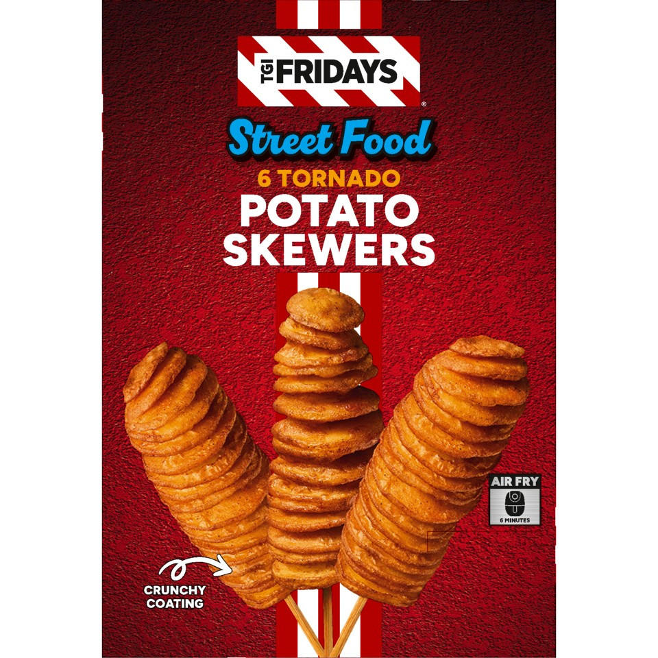TGI Fridays Street Food 6 Tornado Potato Skewers 450g