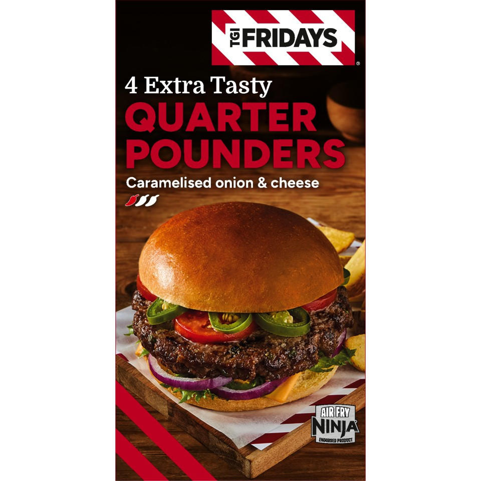 TGI Fridays 4 Extra Tasty Quarter Pounders 454g