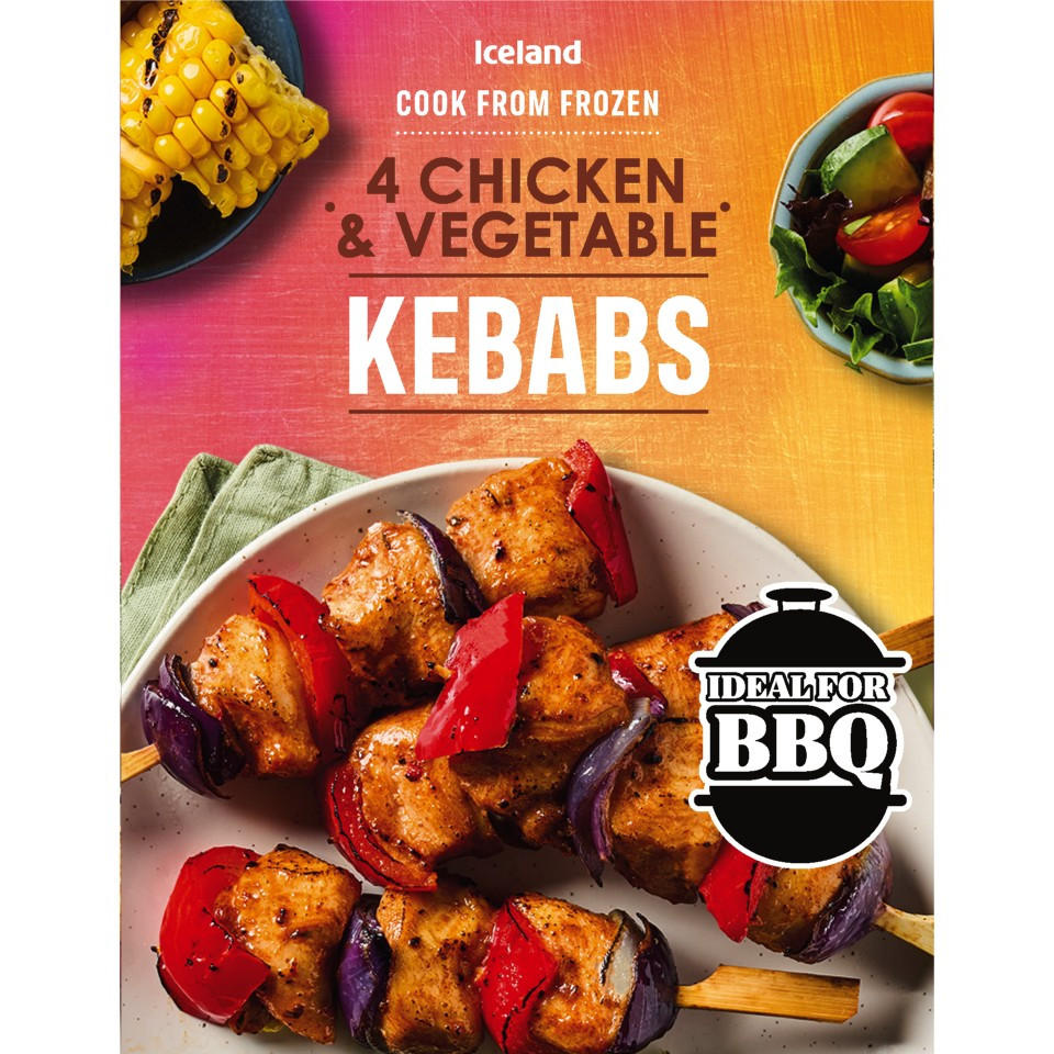 Iceland 4 Chicken & Vegetable Kebabs 300g