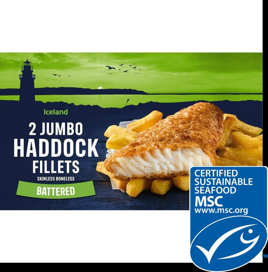 Iceland 2 Jumbo Battered Haddock Fillets 410g