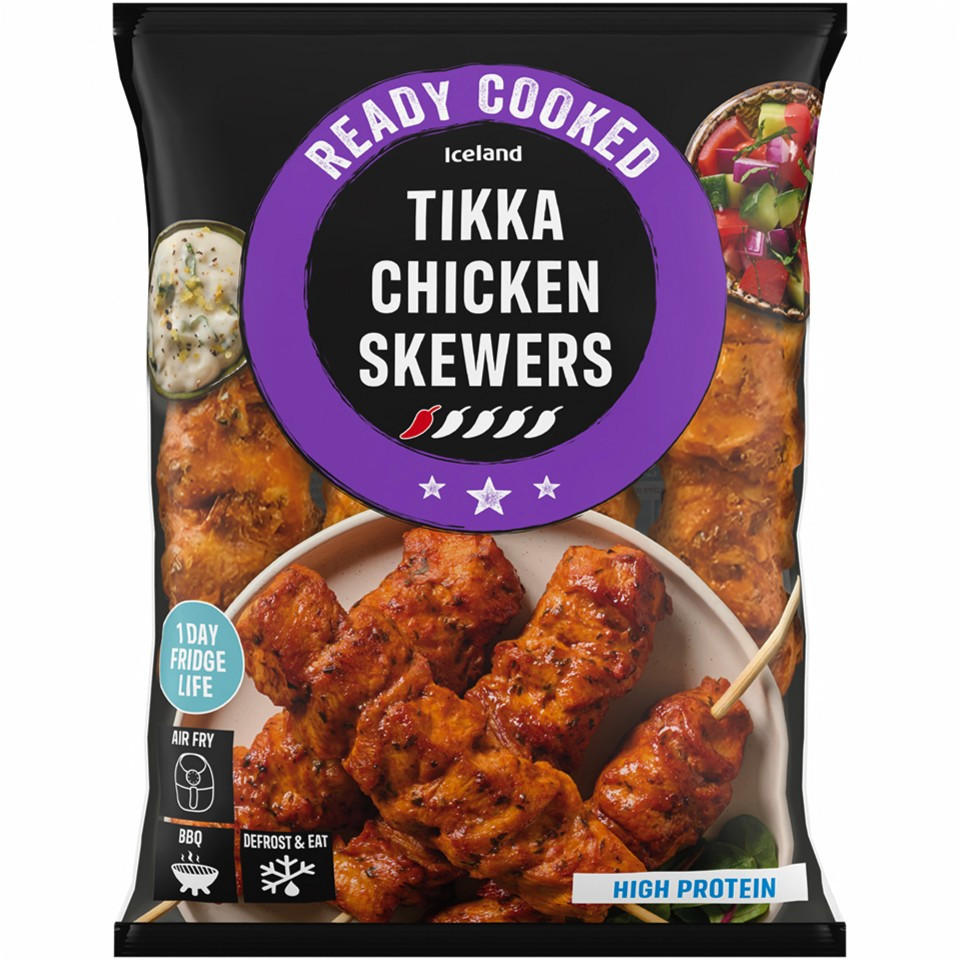 Iceland Ready Cooked Tikka Chicken Skewers 340g