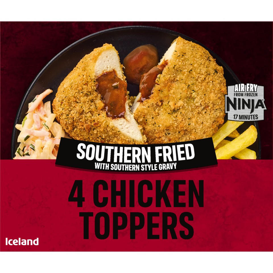 Iceland 4 Chicken Toppers Southern Fried with Southern Style Gravy 400g