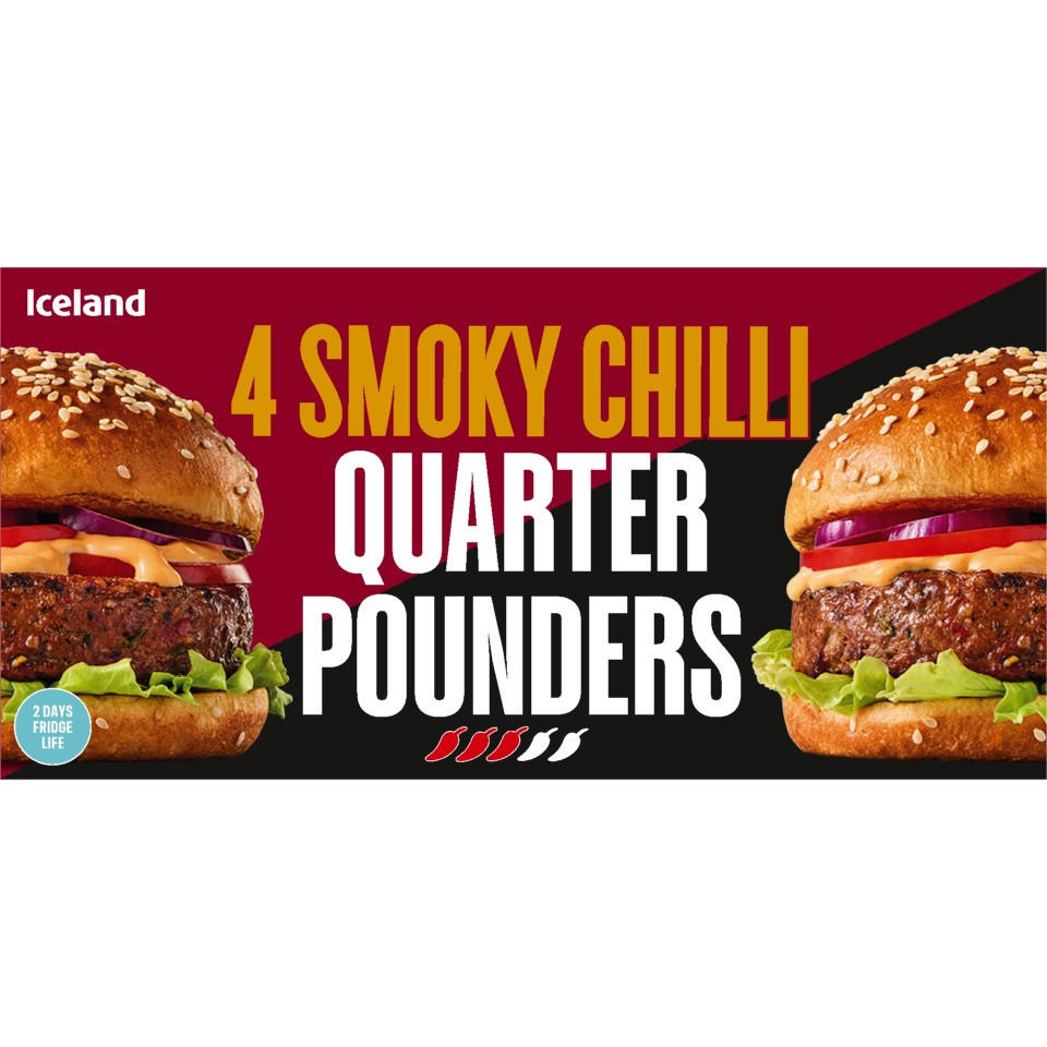 Iceland 4 Smoky Chilli Quarter Pounders 454g
