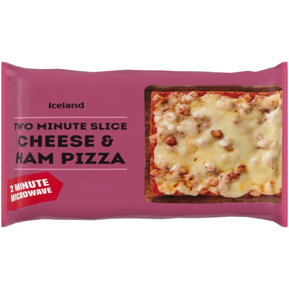 Iceland Two Minute Slice Cheese & Ham Pizza 150g