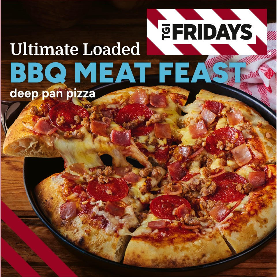 TGI Fridays Ultimate Loaded BBQ Meat Feast Deep Pan Pizza 450g