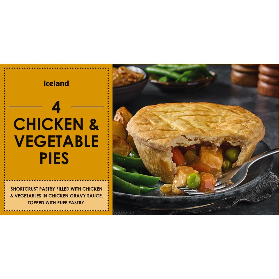 Iceland 4 Chicken & Vegetable Pies 664g (4 x 166g)