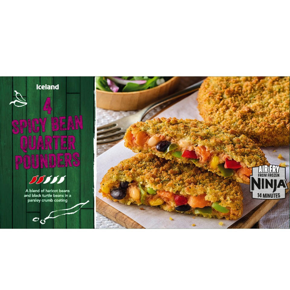Iceland 4 Spicy Bean Quarter Pounders 454g