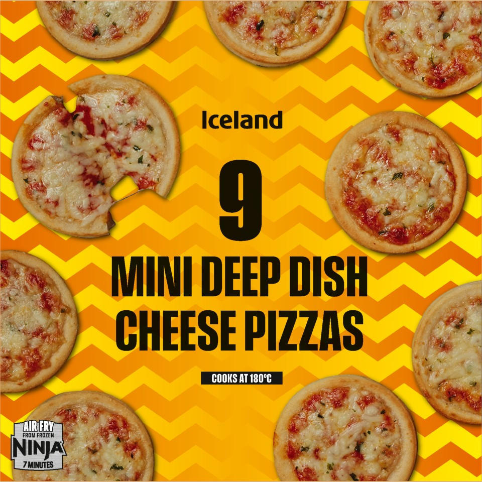 Iceland 9 Mini Deep Dish Cheese Pizzas 234g