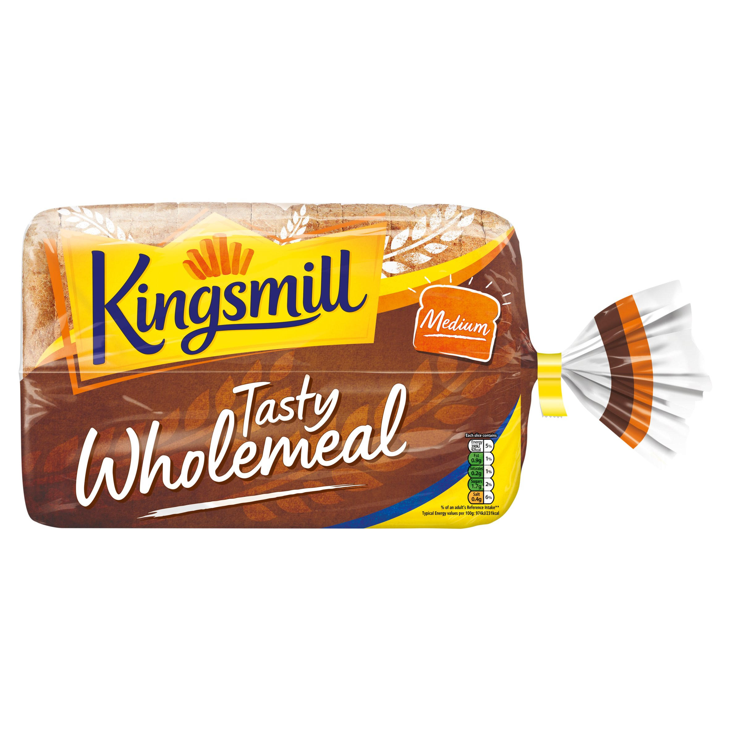 Kingsmill Tasty Wholemeal Bread Medium Sliced Loaf 800g