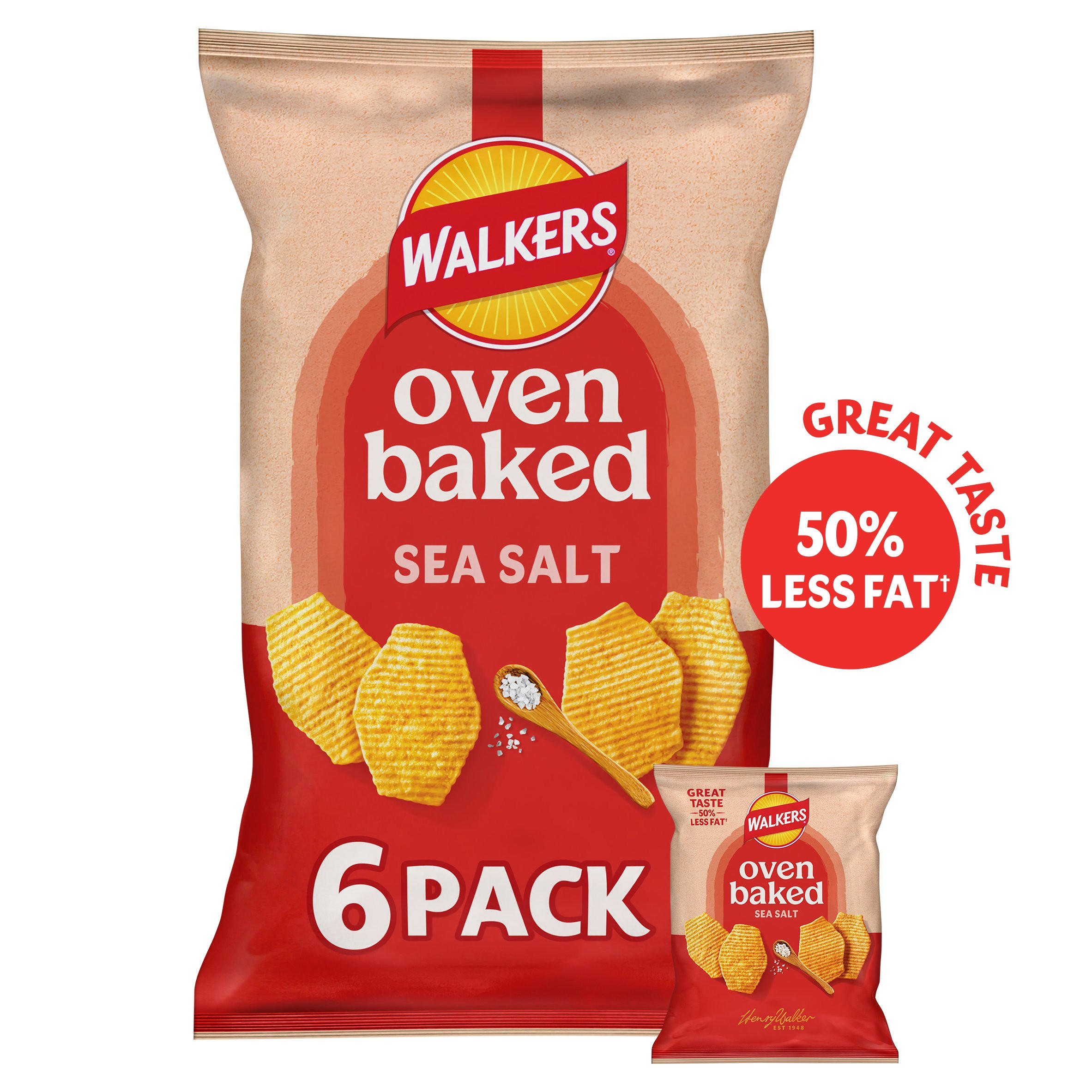 Walkers Baked Sea Salt Multipack Snacks Crisps 6 x 22g
