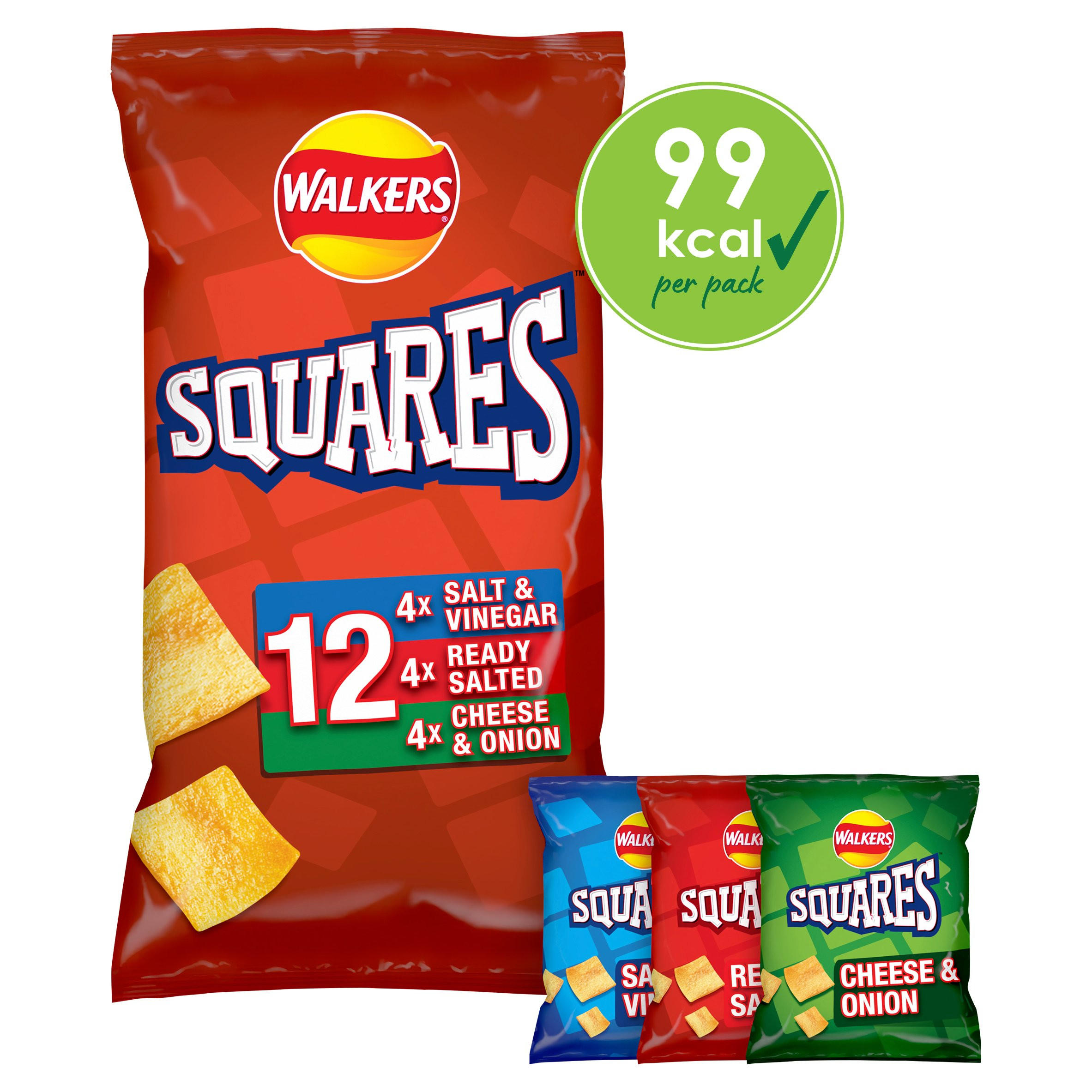 Walkers Squares Variety Multipack Snacks Crisps 12x22g