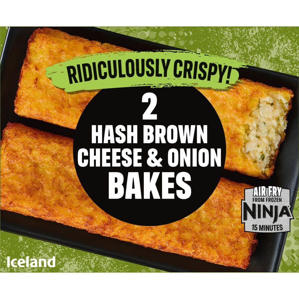 Iceland Ridiculously Crispy! 2 Hash Brown Cheese & Onion Bakes 260g