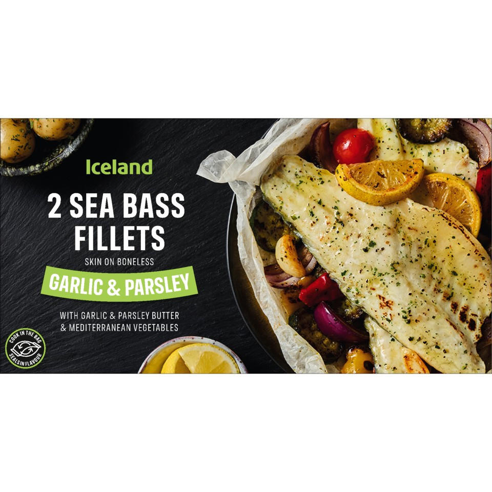 Iceland 2 Sea Bass Fillets Garlic & Parsley 350g
