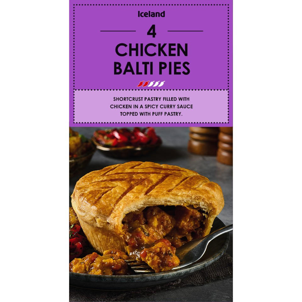 Iceland 4 Chicken Balti Pies 664g