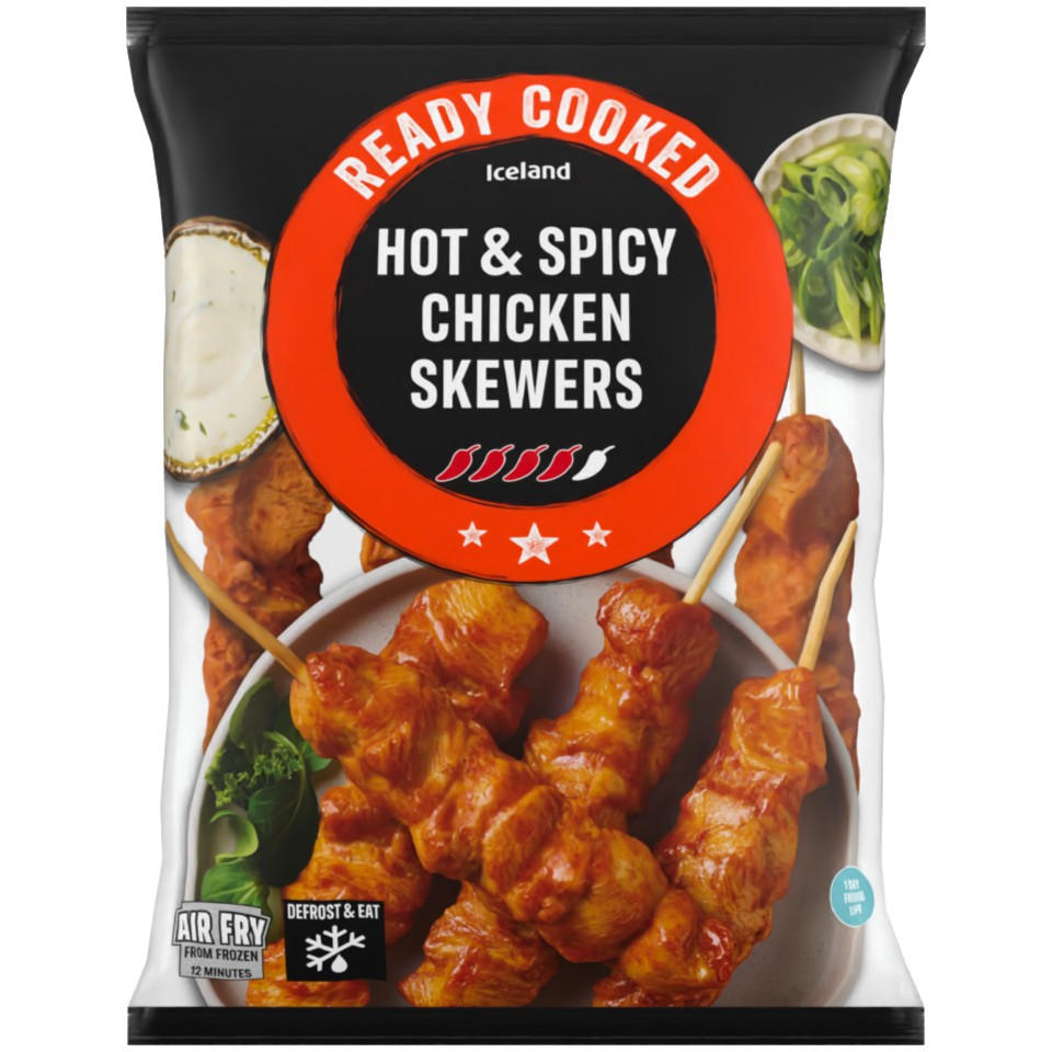 Iceland Ready Cooked Hot & Spicy Chicken Skewers 340g
