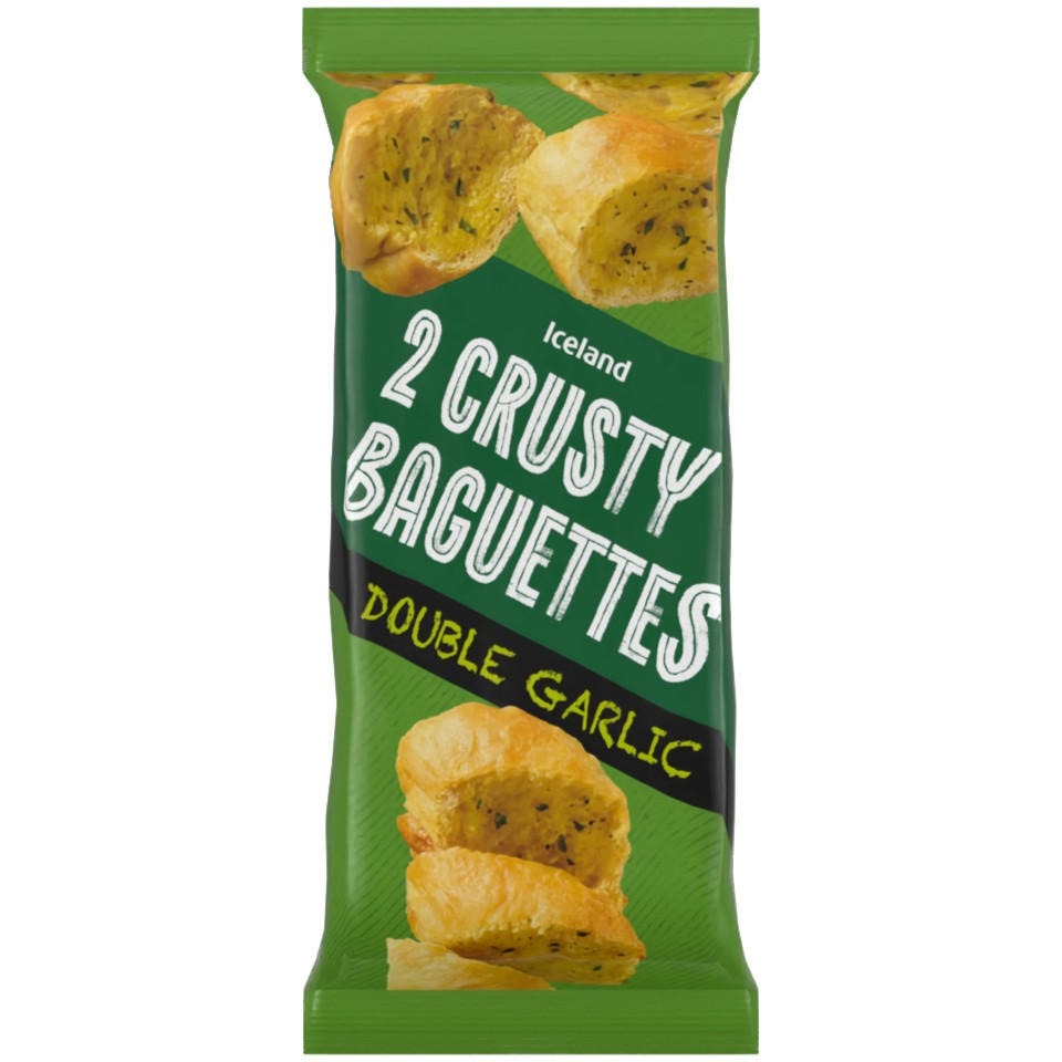 Iceland 2 Crusty Baguettes Double Garlic 362g