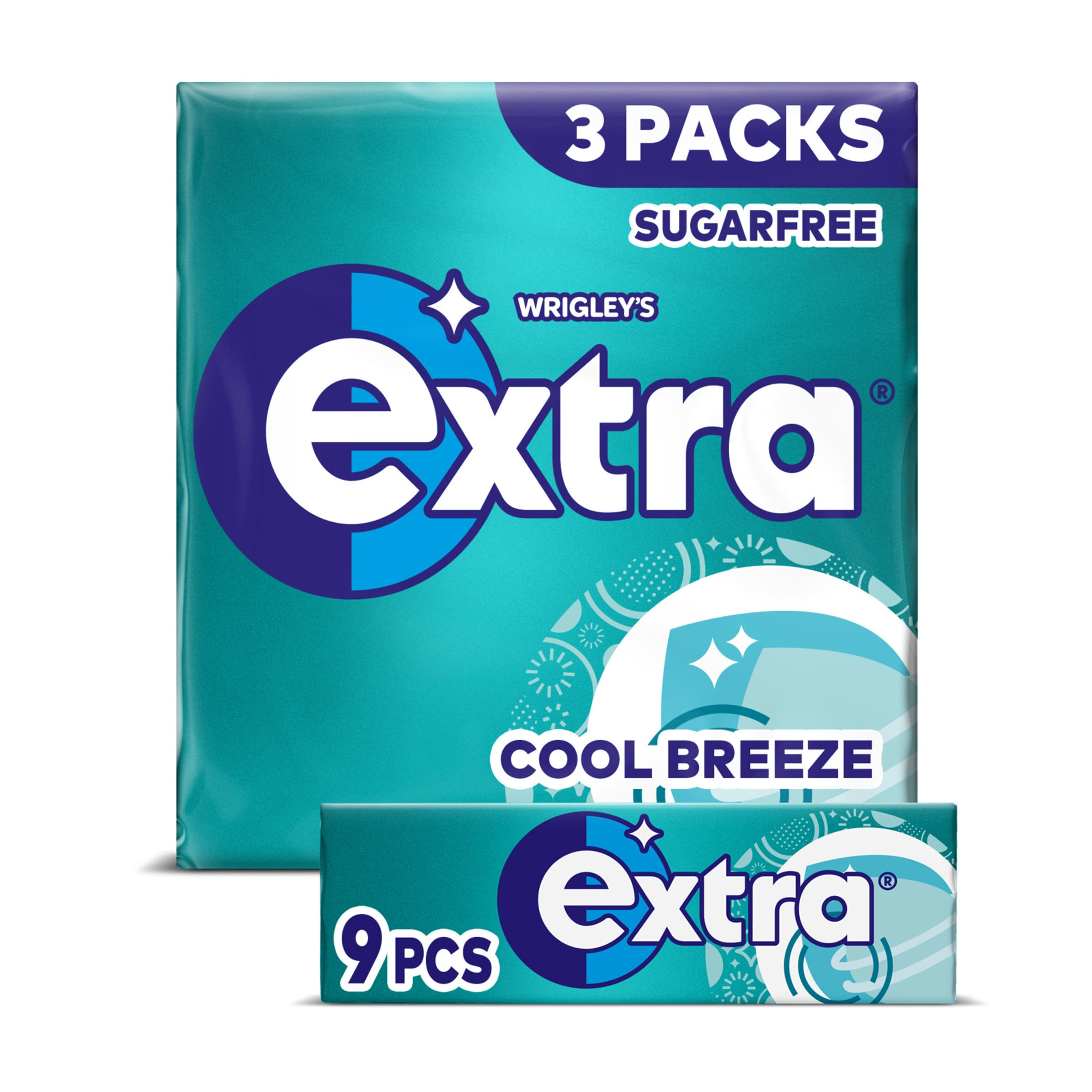 Extra Cool Breeze Sugar Free Chewing Gum x3 Packs