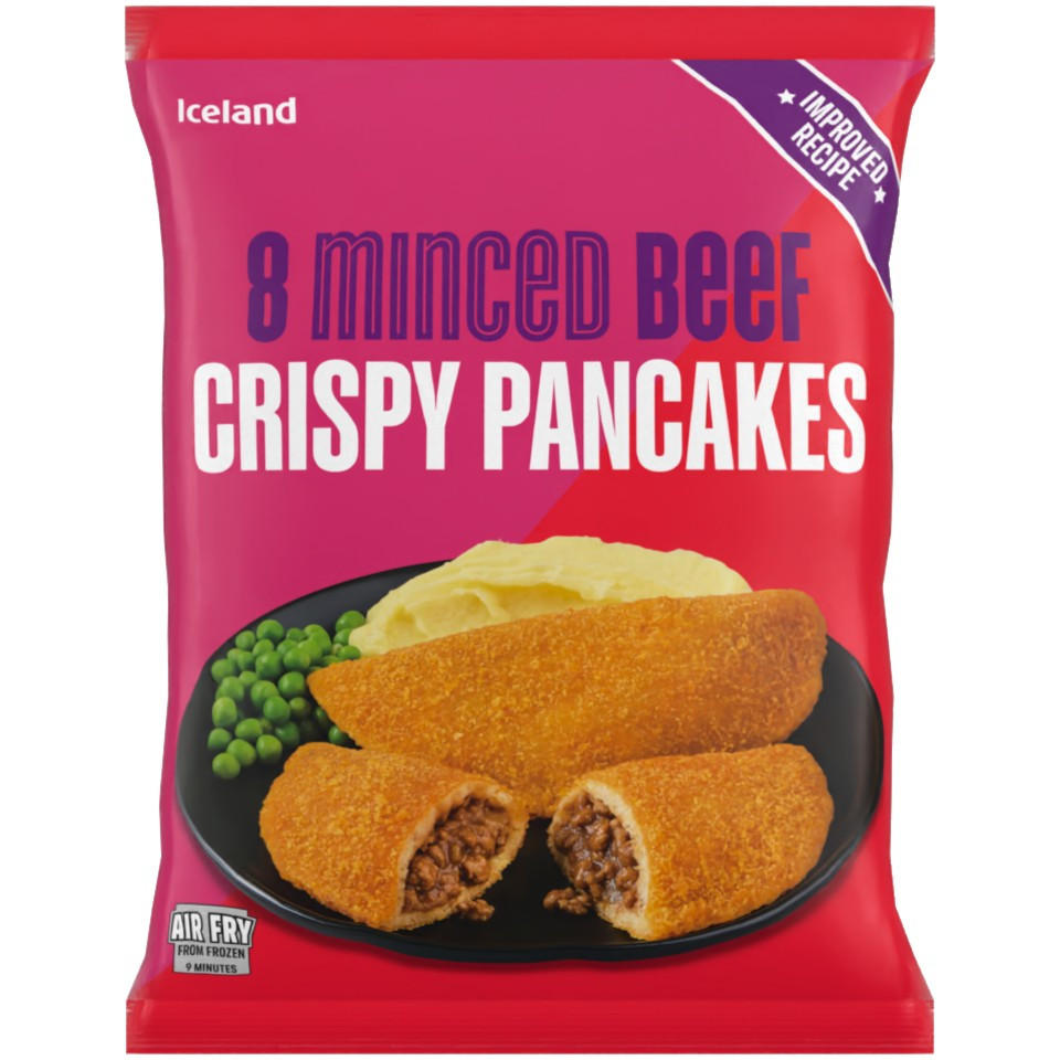 Iceland 8 (Approx.) Minced Beef Crispy Pancakes 500g