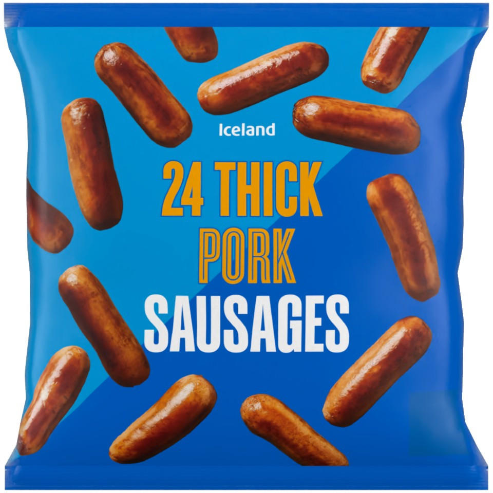 Iceland 24 (approx.) Thick Pork Sausages 1.2kg