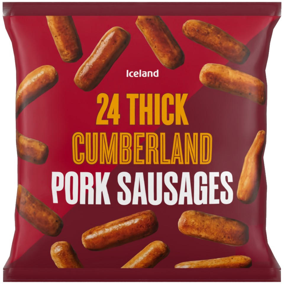 Iceland 24 (approx.) Thick Cumberland Pork Sausages 1.2kg