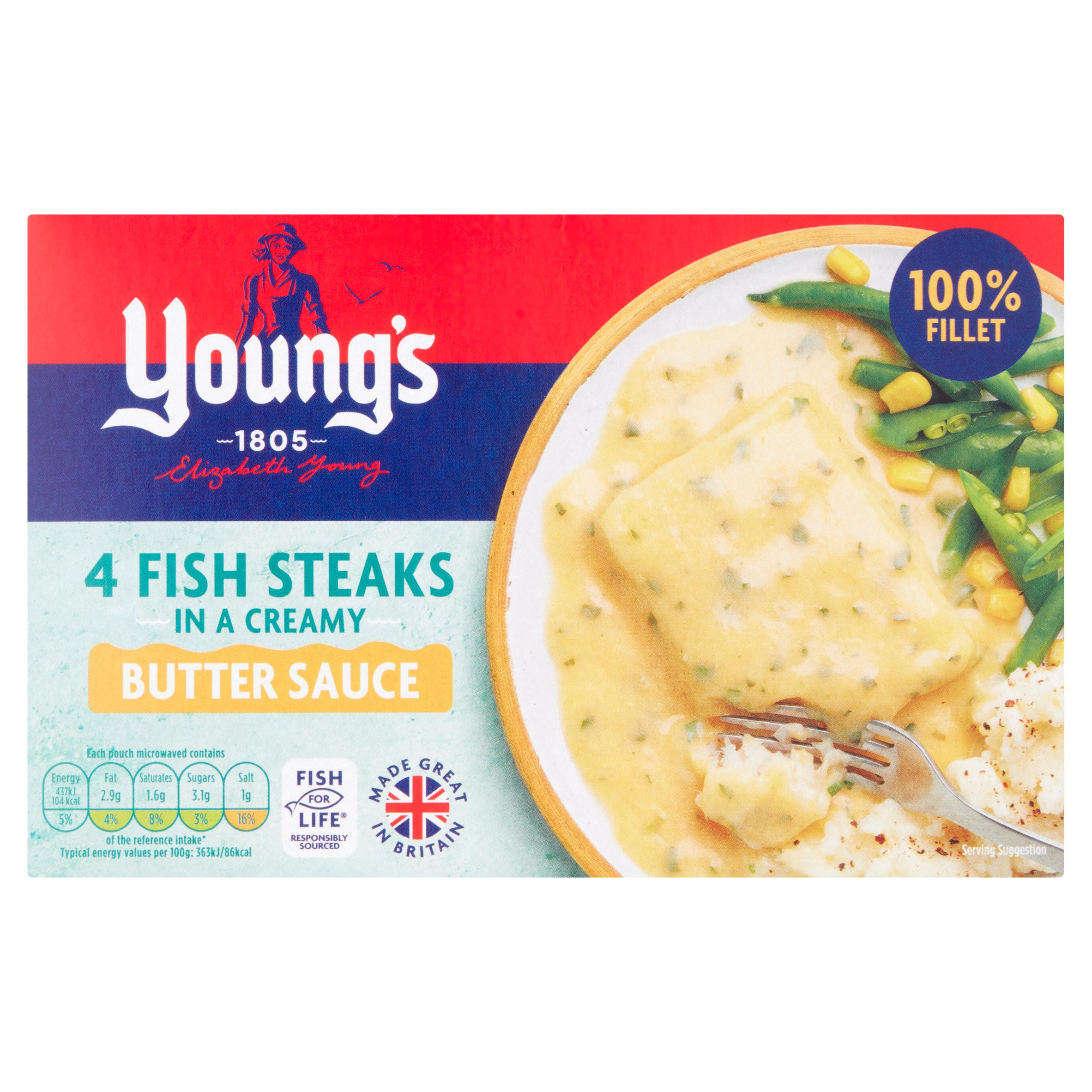 Young's 4 Fish Steaks in a Creamy Butter Sauce 560g