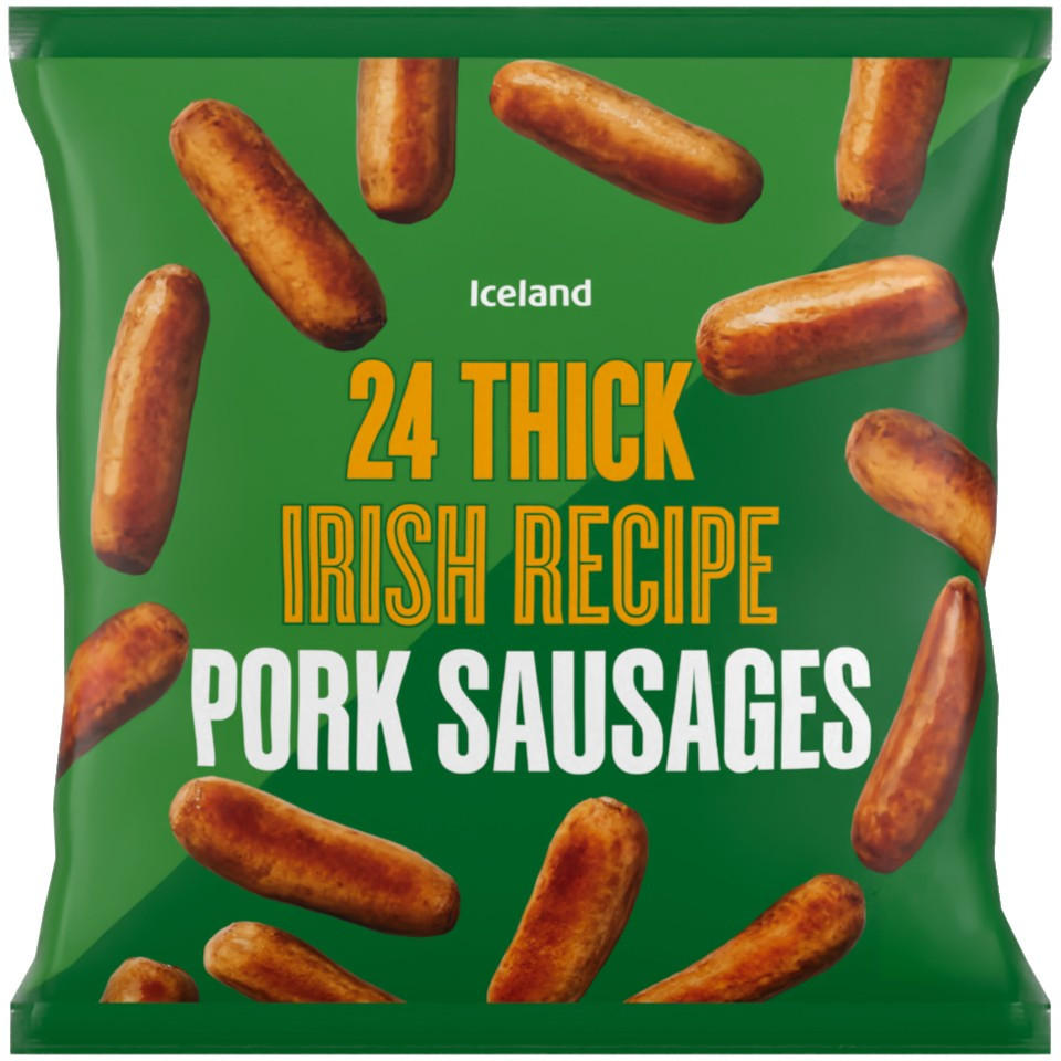 Iceland 24 (approx.) Thick Irish Recipe Pork Sausages 1.2kg