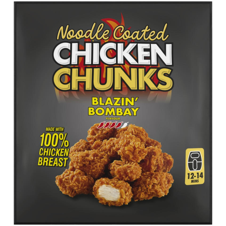Iceland Noodle Coated Chicken Chunks Blazin' Bombay Flavour 500g