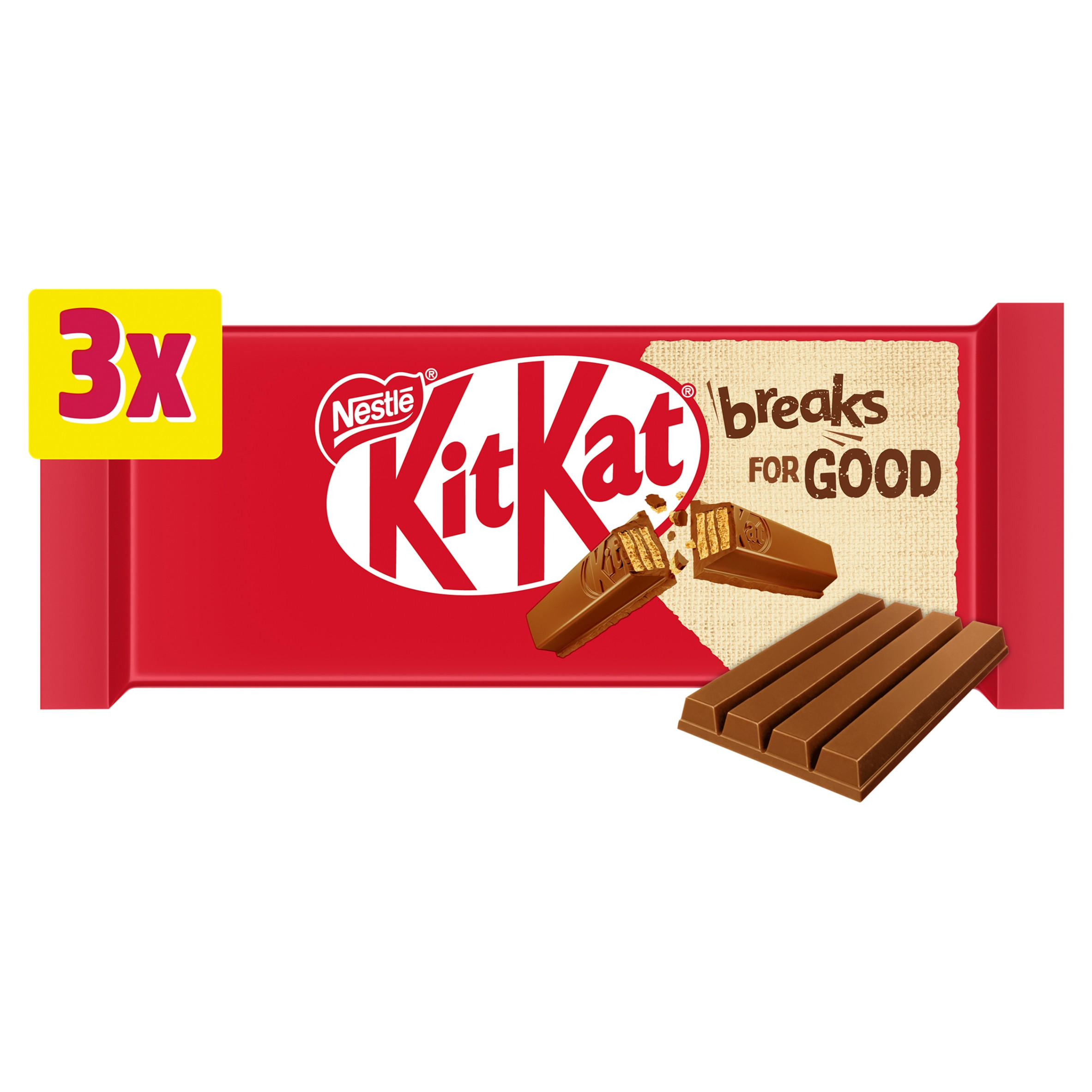 KitKat 4 Finger Milk Chocolate Biscuit Bar 3 Pack Multipack 124.5g