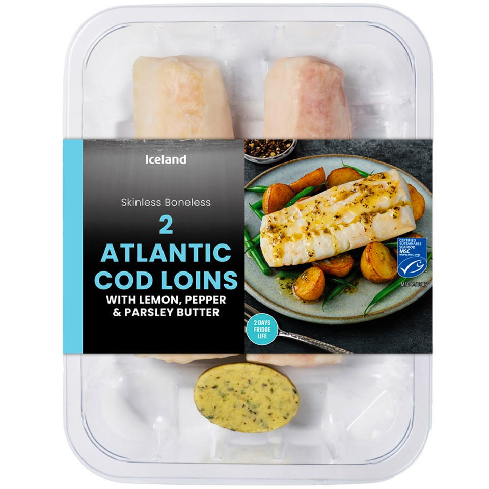 Iceland 2 Atlantic Cod Loins with Lemon, Pepper & Parsley Butter 280g