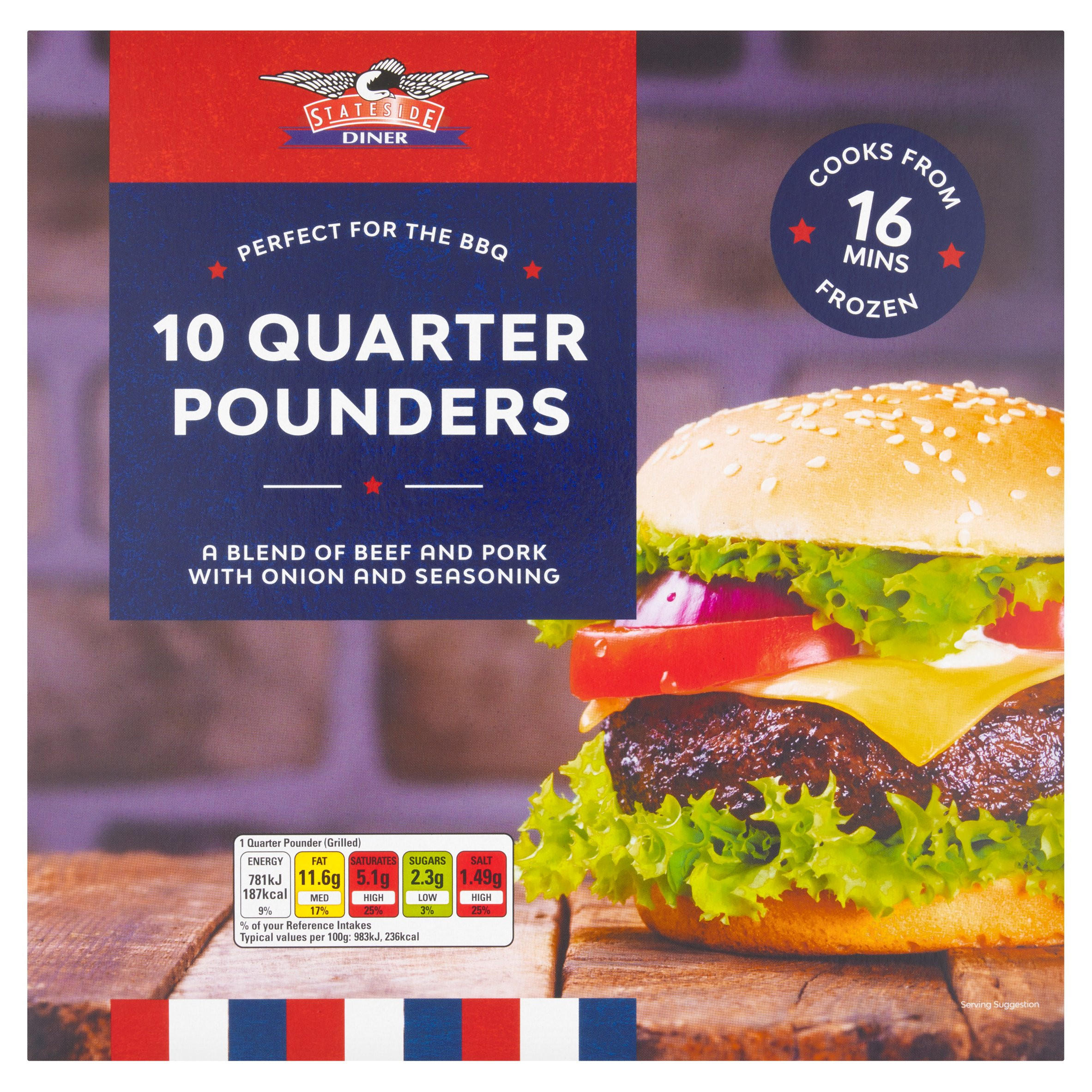 Stateside Diner 10 Quarter Pounders 1.135kg