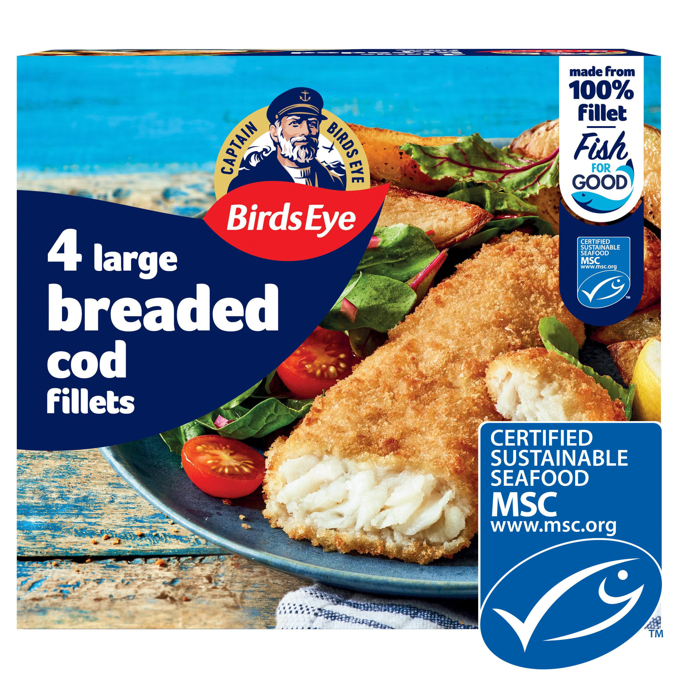 Birds Eye 4 Breaded Cod Fish Fillets 440g