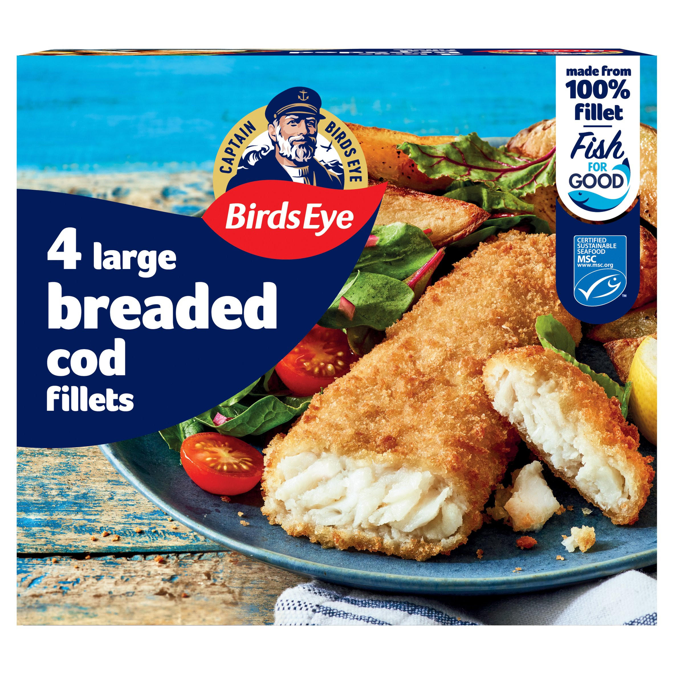 Birds Eye 4 Breaded Cod Fish Fillets 440g