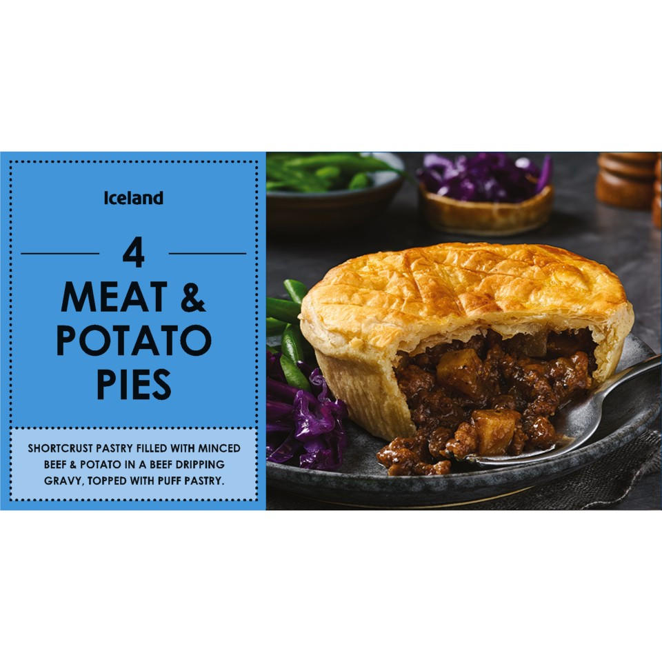 Iceland 4 Meat & Potato Pies 664g