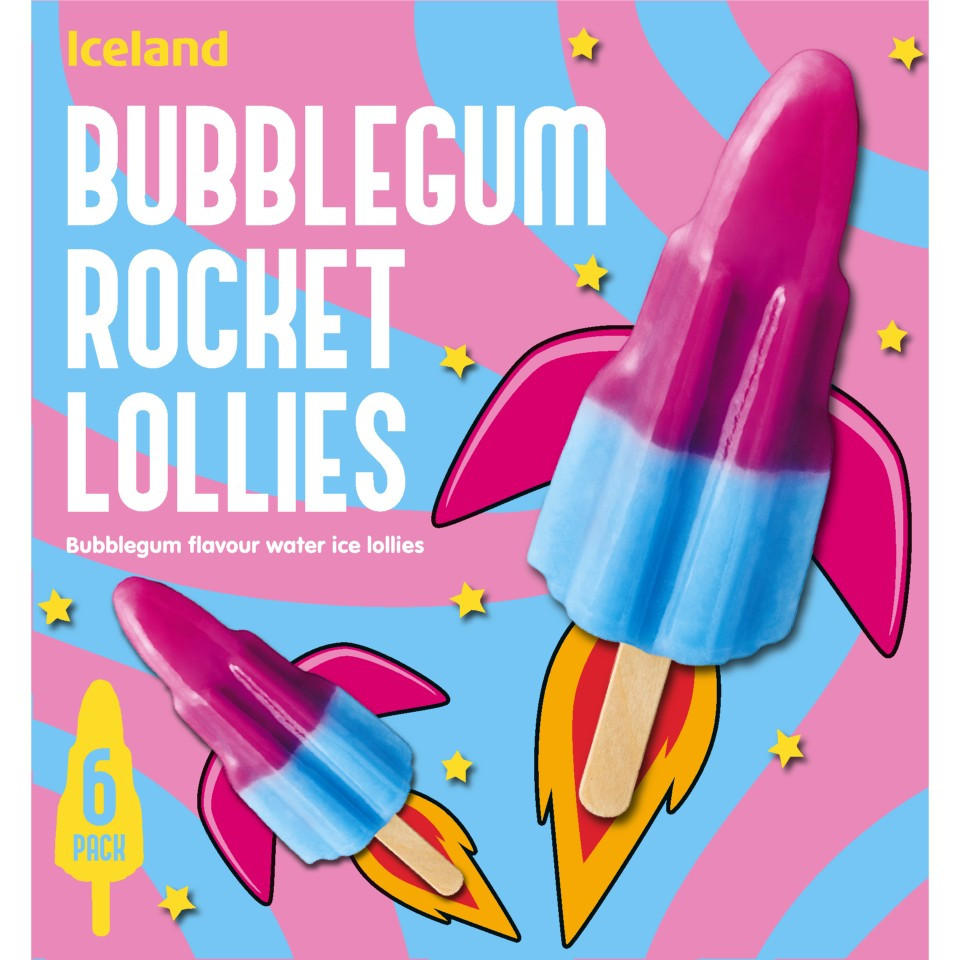 Iceland 6 Bubblegum Rocket Lollies 360g