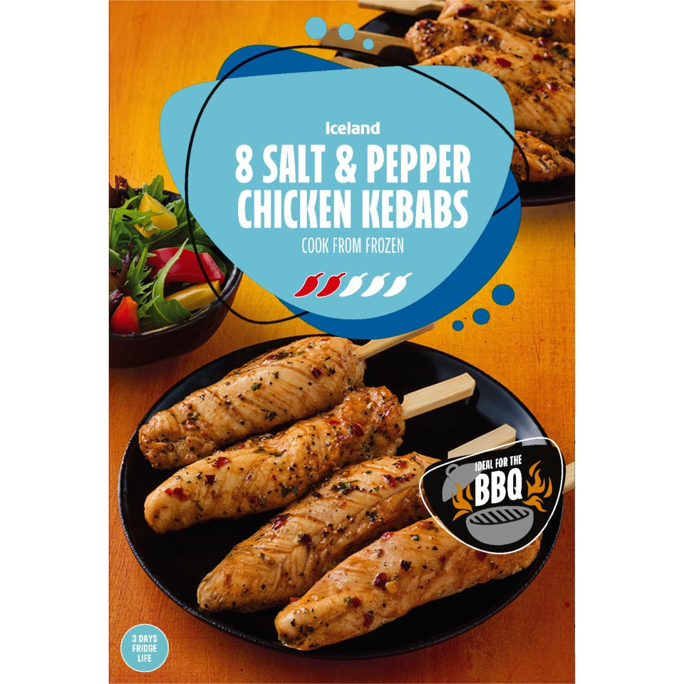 Iceland 8 Salt & Pepper Chicken Kebabs 320g