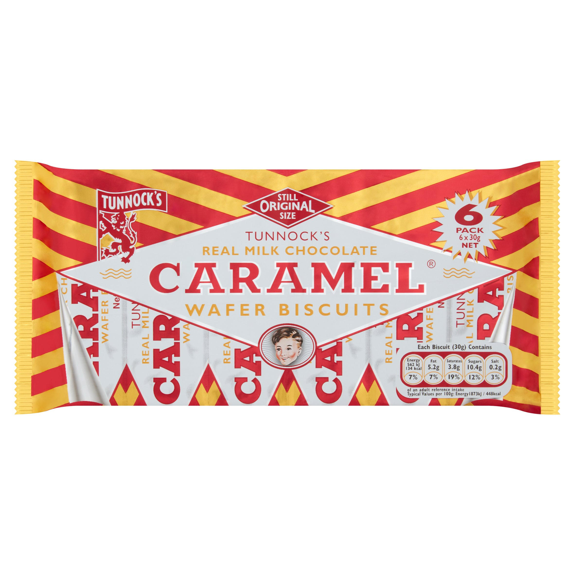 Tunnock's Real Milk Chocolate Caramel Wafer Biscuits 6 x 30g