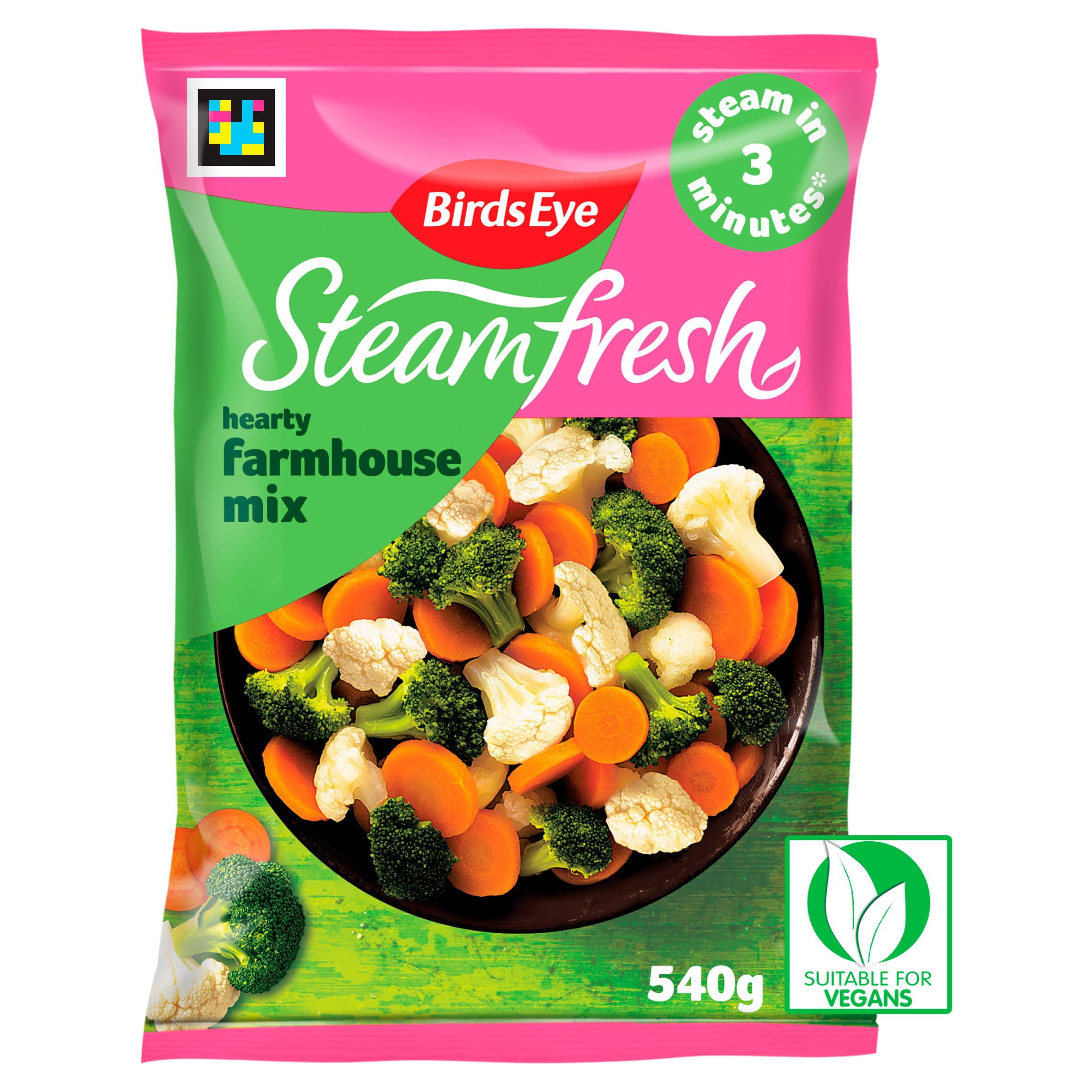 Birds Eye Steamfresh 4 Hearty Farmhouse Vegetable Mix Steam Bags 540g
