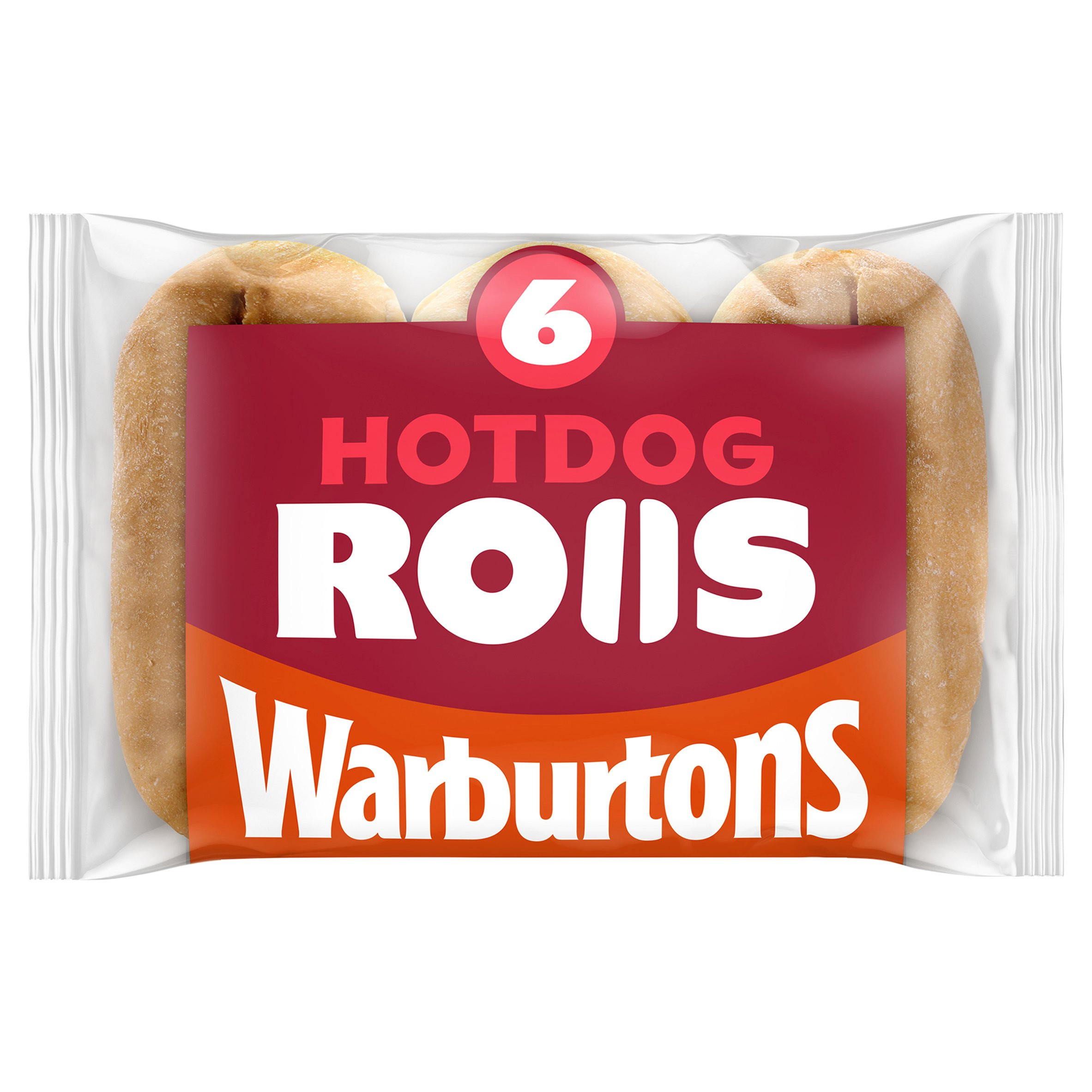 Warburtons 6 Soft & Sliced Hotdog Rolls