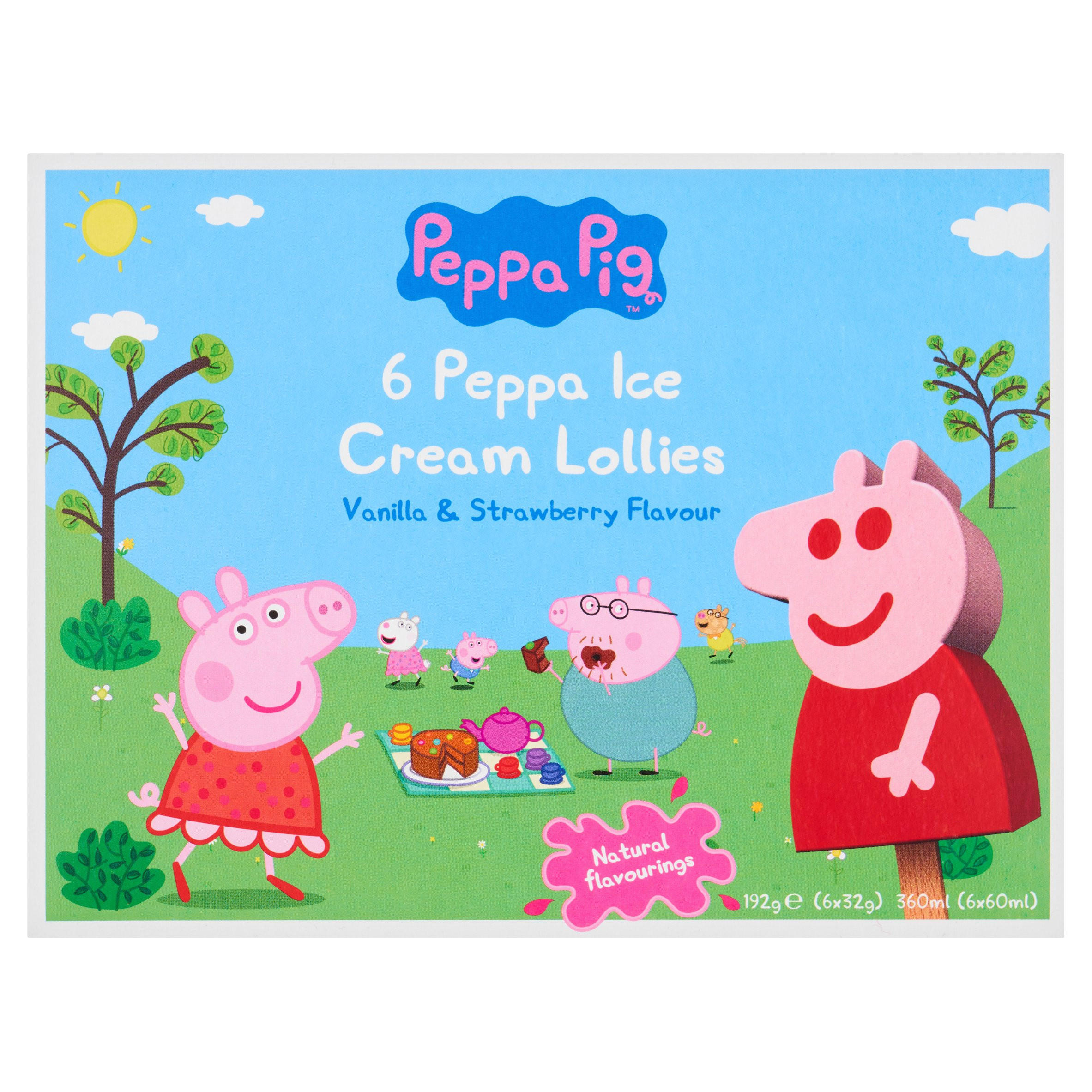 Peppa Pig Peppa Ice Cream Lollies Vanilla & Strawberry Flavour 6 x 32g (192g)