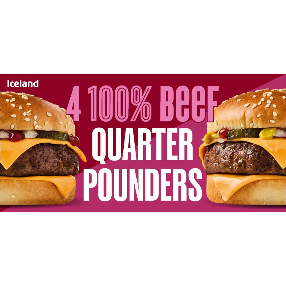 Iceland 4 100% Beef Quarter Pounders 454g
