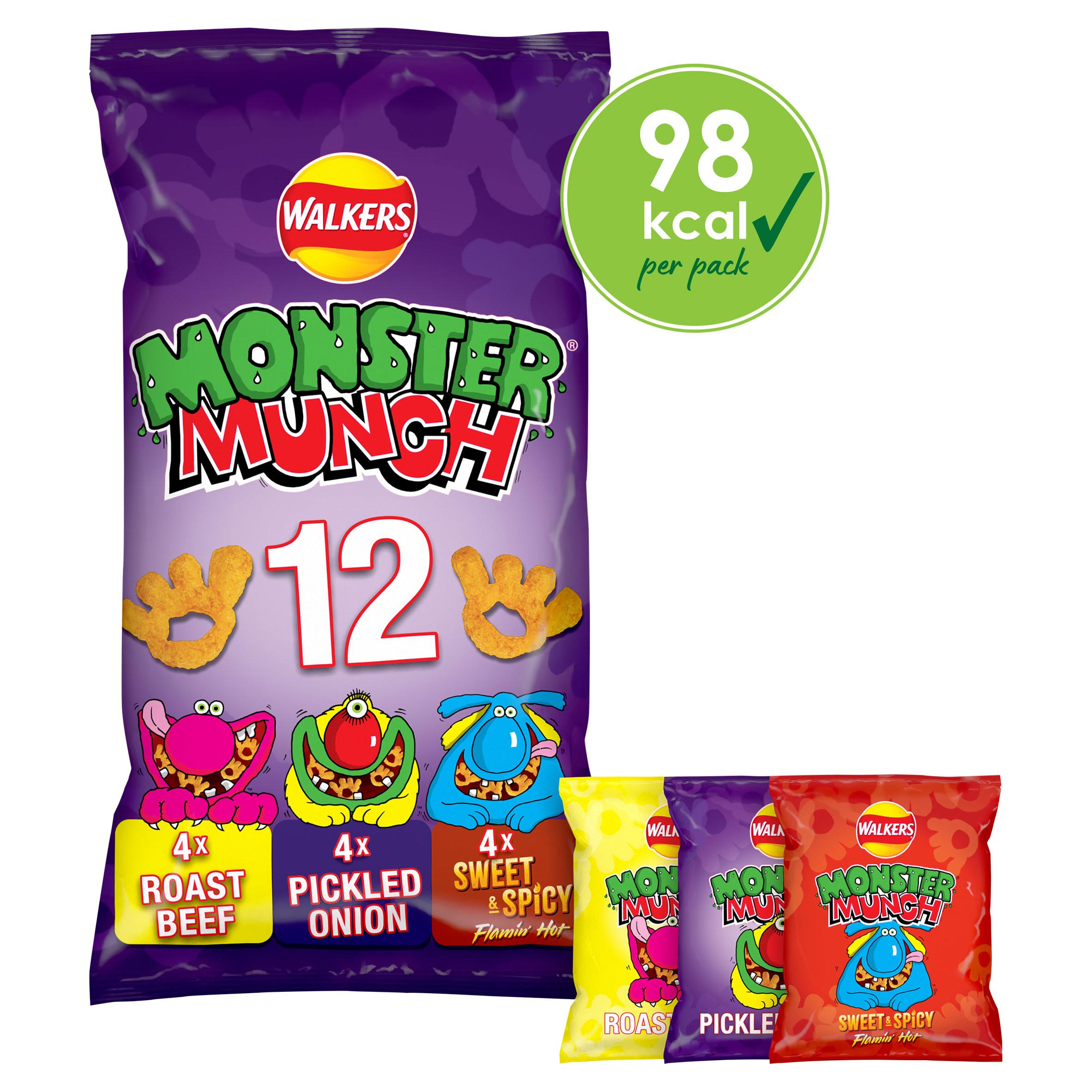 Walkers Monster Munch Variety Multipack Snacks Crisps 12x20g