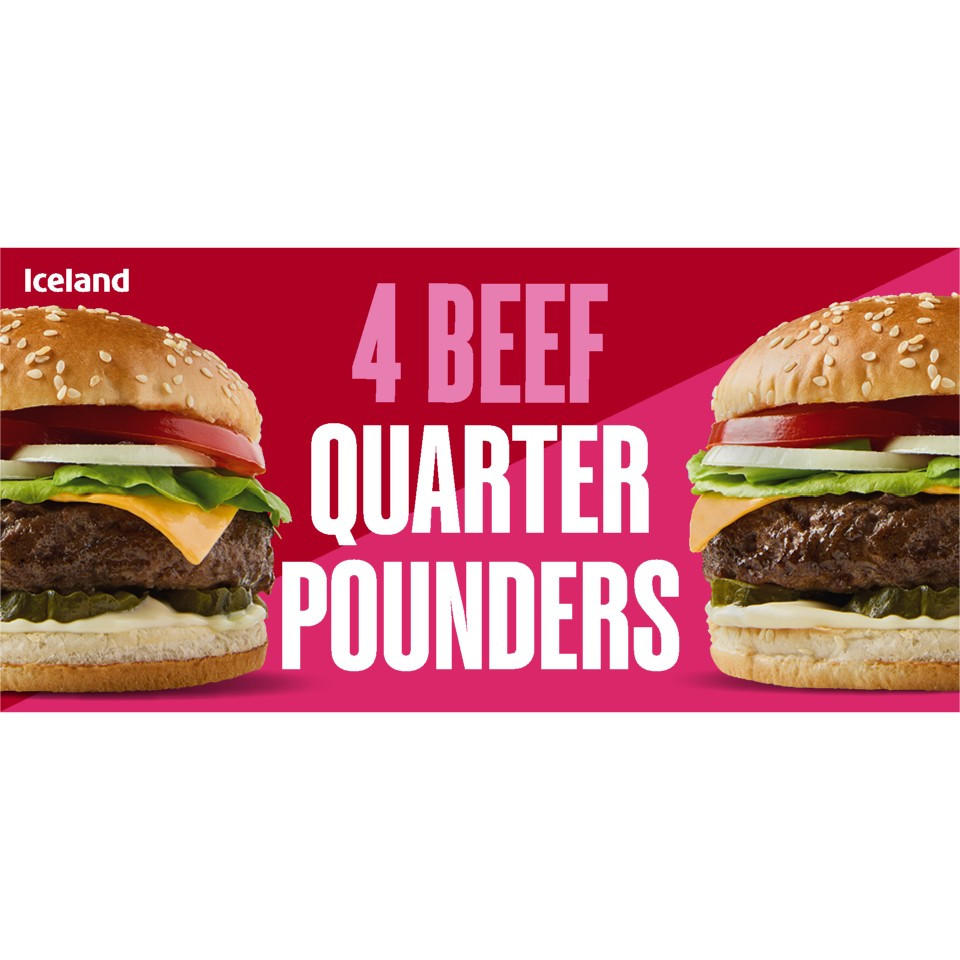 Iceland 4 Beef Quarter Pounders 454g
