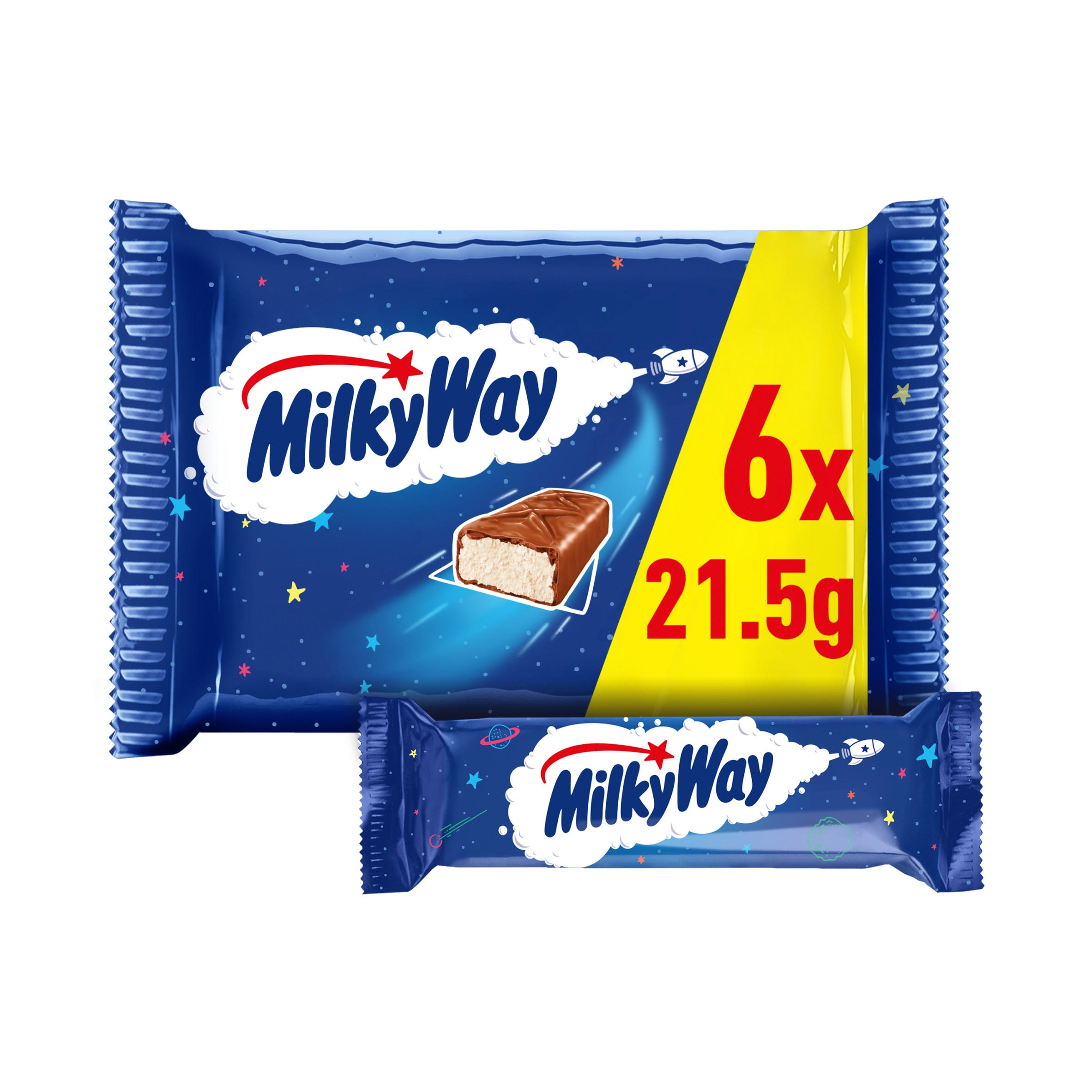 Milky Way Nougat & Milk Chocolate Snack Bars Multipack 6x21.5g