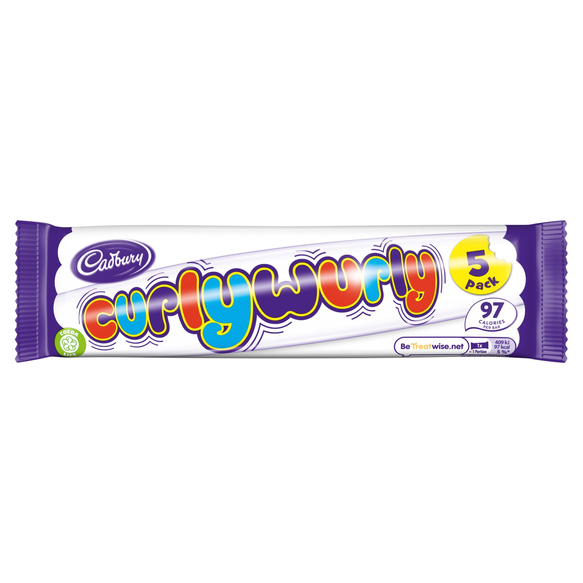 Cadbury Curly Wurly Chocolate Bar 5 Pack Multipack 107.5g