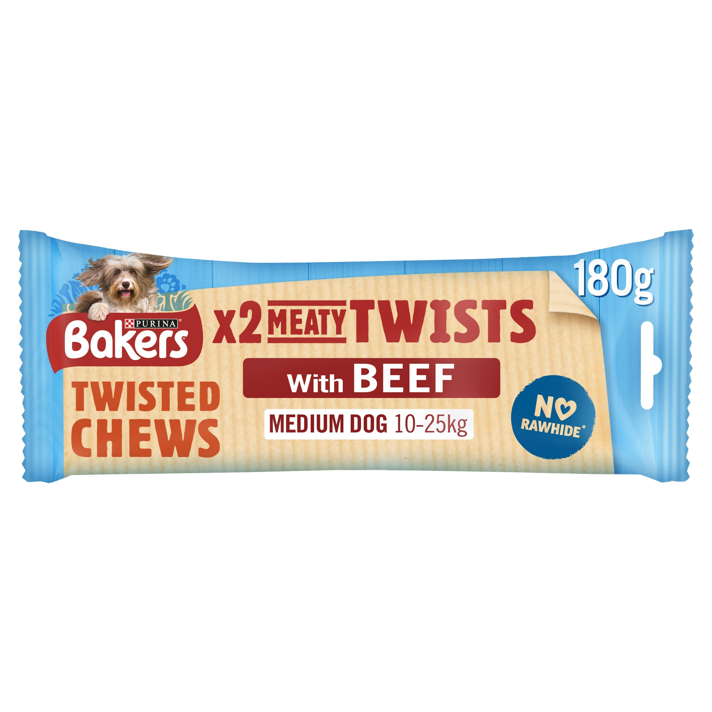 BAKERS Meaty Twists Medium Beef Dog Chews 180g