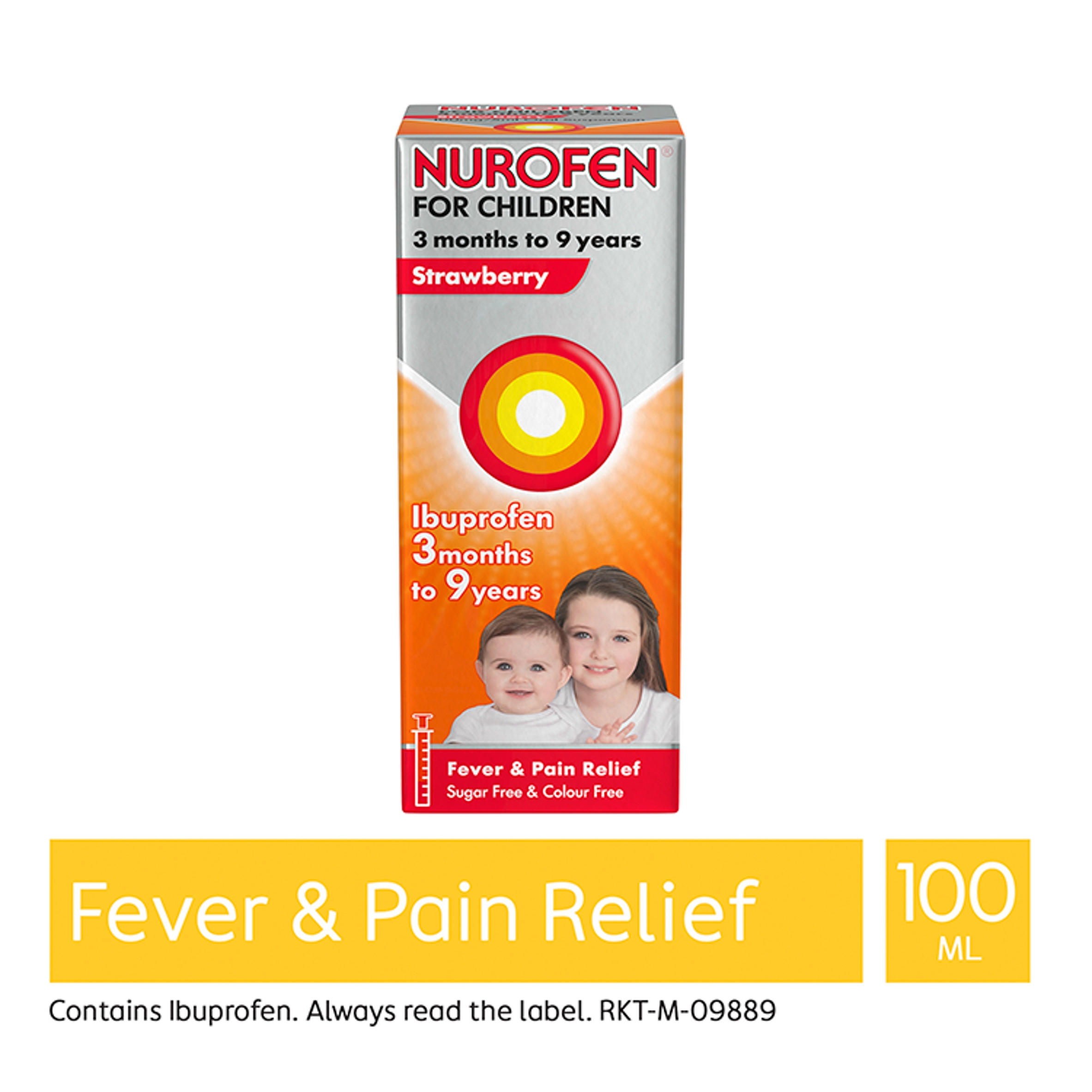 Nurofen for Children Strawberry Oral Suspension 3mths to 9yrs Ibuprofen 100ml