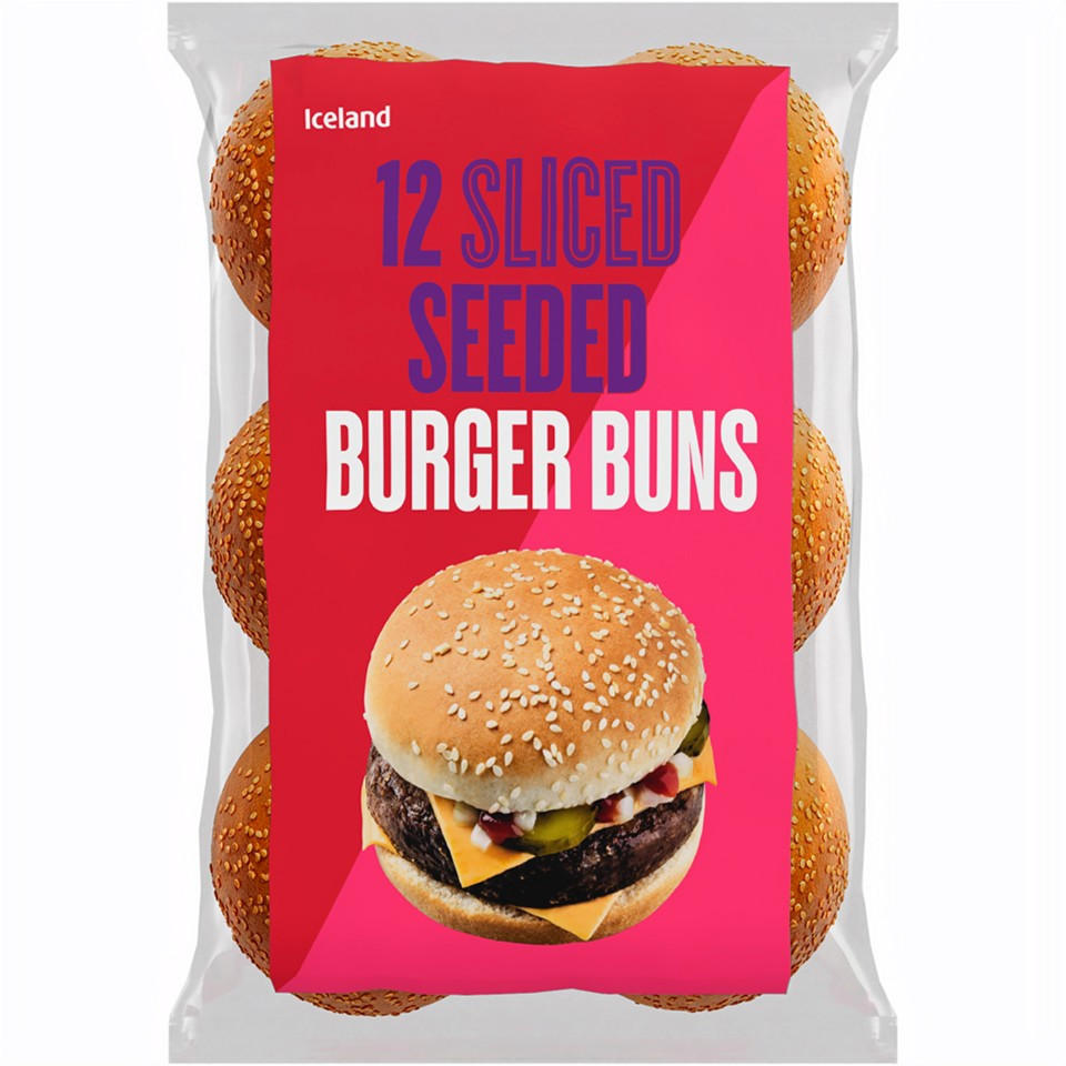 Iceland 12 Sliced Seeded Burger Buns