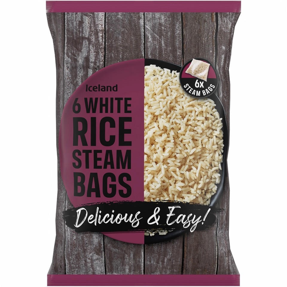Iceland 6 White Rice Steam Bags 1.2kg