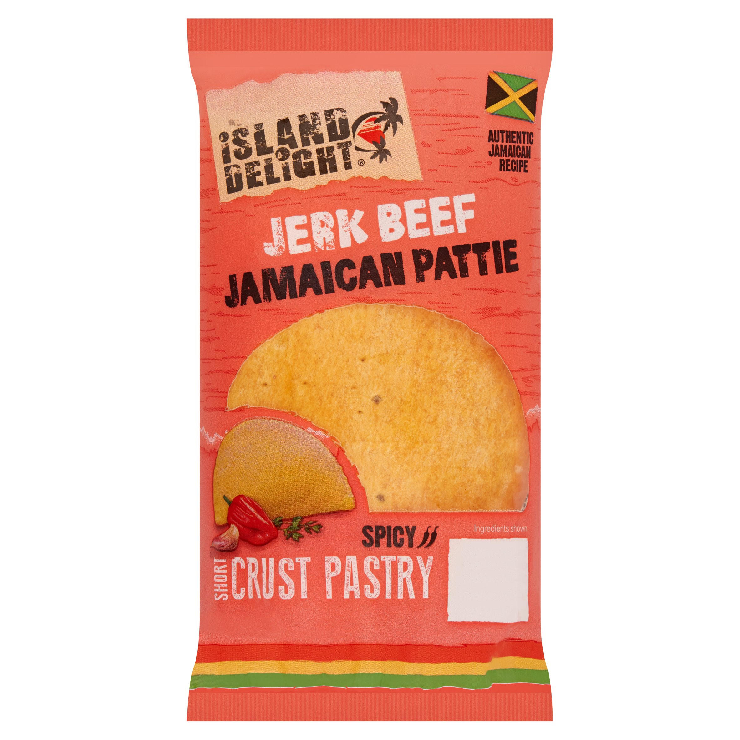 Island Delight Jerk Beef Jamaican Pattie Short Crust Pastry 140g